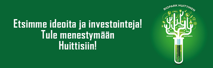 Biolaakson logo jossa kerrotaan että etsitään ideoita ja investointeja