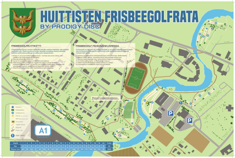 Huittisten fresbeegolfradan kartta